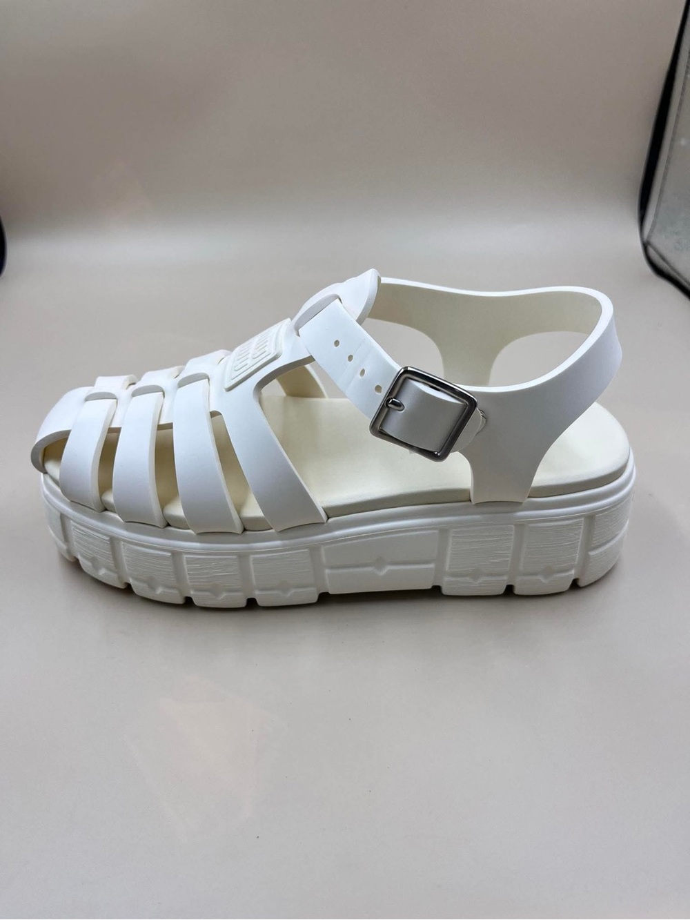 Miumiu Chunky White Jelly Sandals with Buckle Strap - Picture 7 of 16